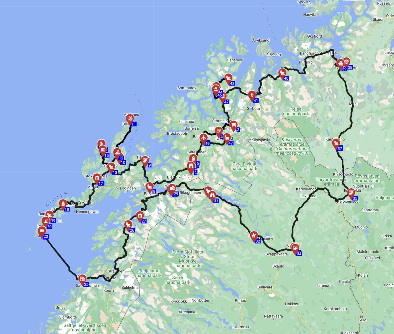 Map for Nordkjosbotn Round trip  - Legends of the North